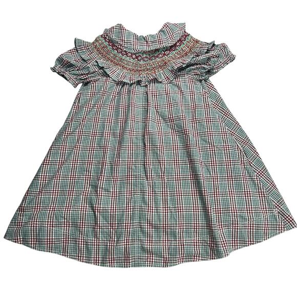 ANTHROPOLOGIE XxS Smocked Plaid Babydoll Mini Dress cottagecore Prairie Coquette - Picture 7 of 15